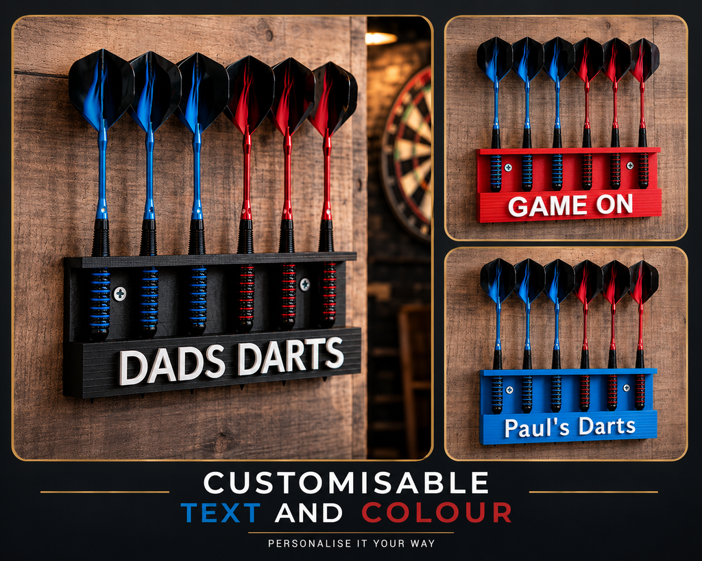 Personalised 6 Darts Holder Wall Mount – Custom Dart Display & Storage Rack