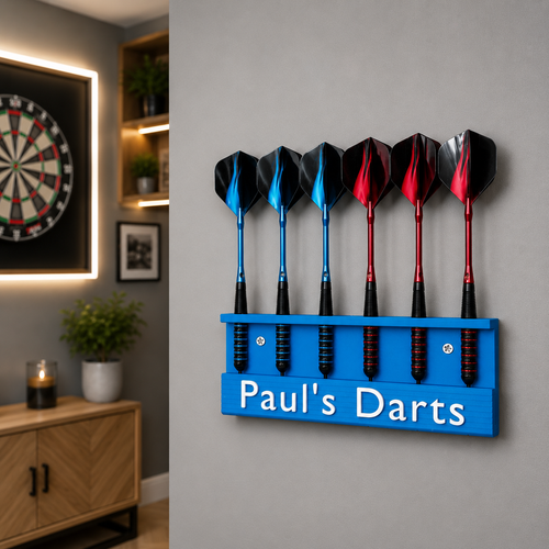 Personalised 6 Darts Holder Wall Mount – Custom Dart Display & Storage Rack