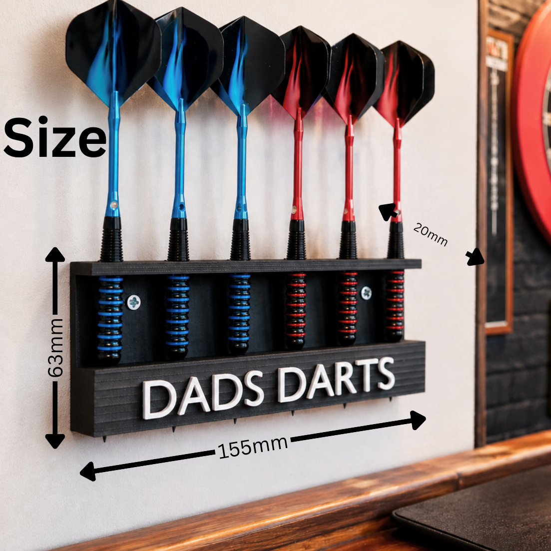 Personalised 6 Darts Holder Wall Mount – Custom Dart Display & Storage Rack